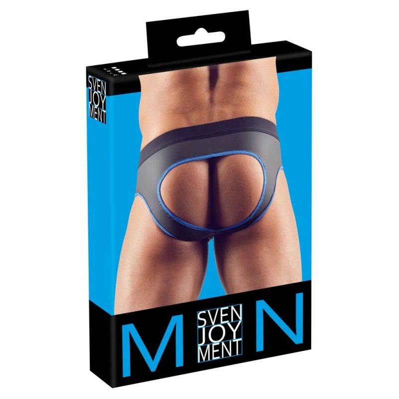 Svenjoyment - Seksowne Jockstrap Otwarte Z Tyłu I Zamkiem Na Penisa Czarno/Niebieskie XL